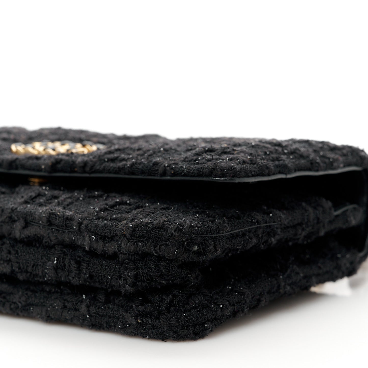 Tweed Quilted Chanel 19 Wallet On Chain WOC Black