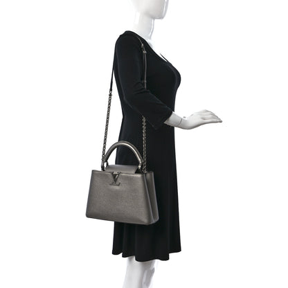 Louis Vuitton Metallic Calfskin Capucines BB Etain 2 of 9