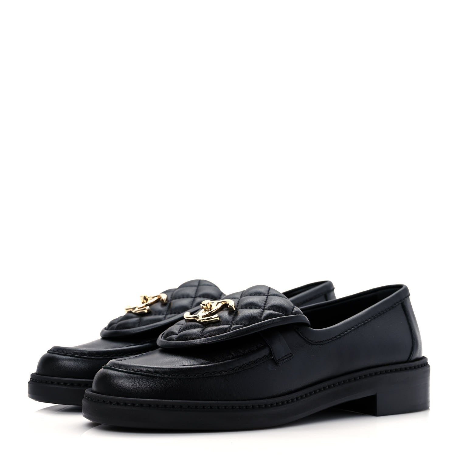 Chanel Lambskin Quilted CC Turnlock Loafers 36 Black 3 of 8
