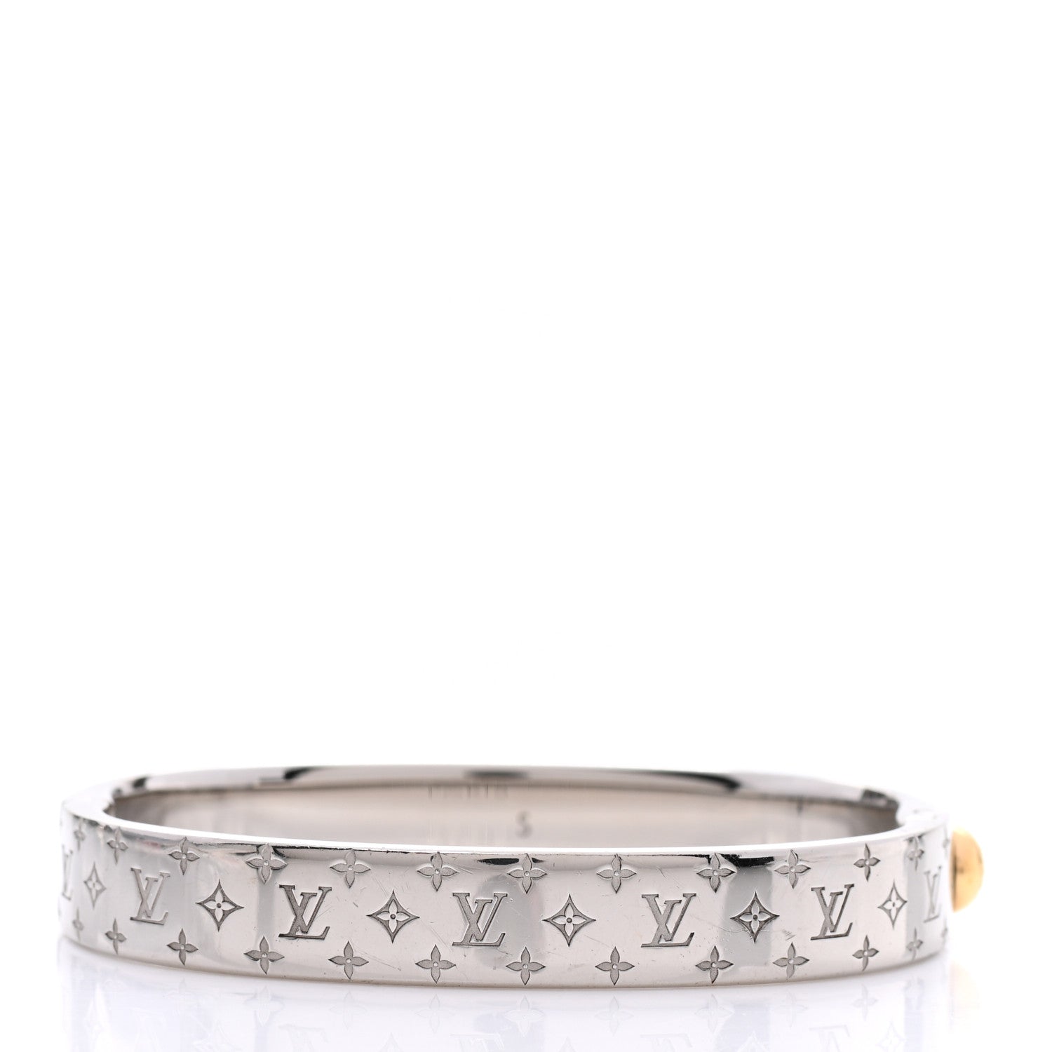 Louis Vuitton Palladium Monogram Nanogram Cuff S Silver 3 of 7
