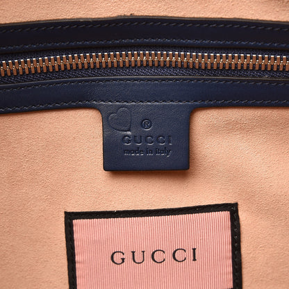 Gucci Calfskin GucciGhost Print Duffle Blue Agata Hibiscus Red 7 of 9