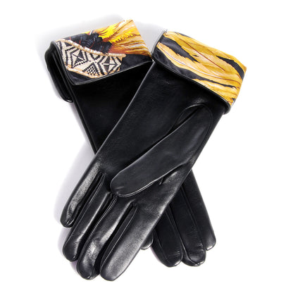 Hermes Lambskin Silk Lined Gloves 7.5 Black 2 of 4