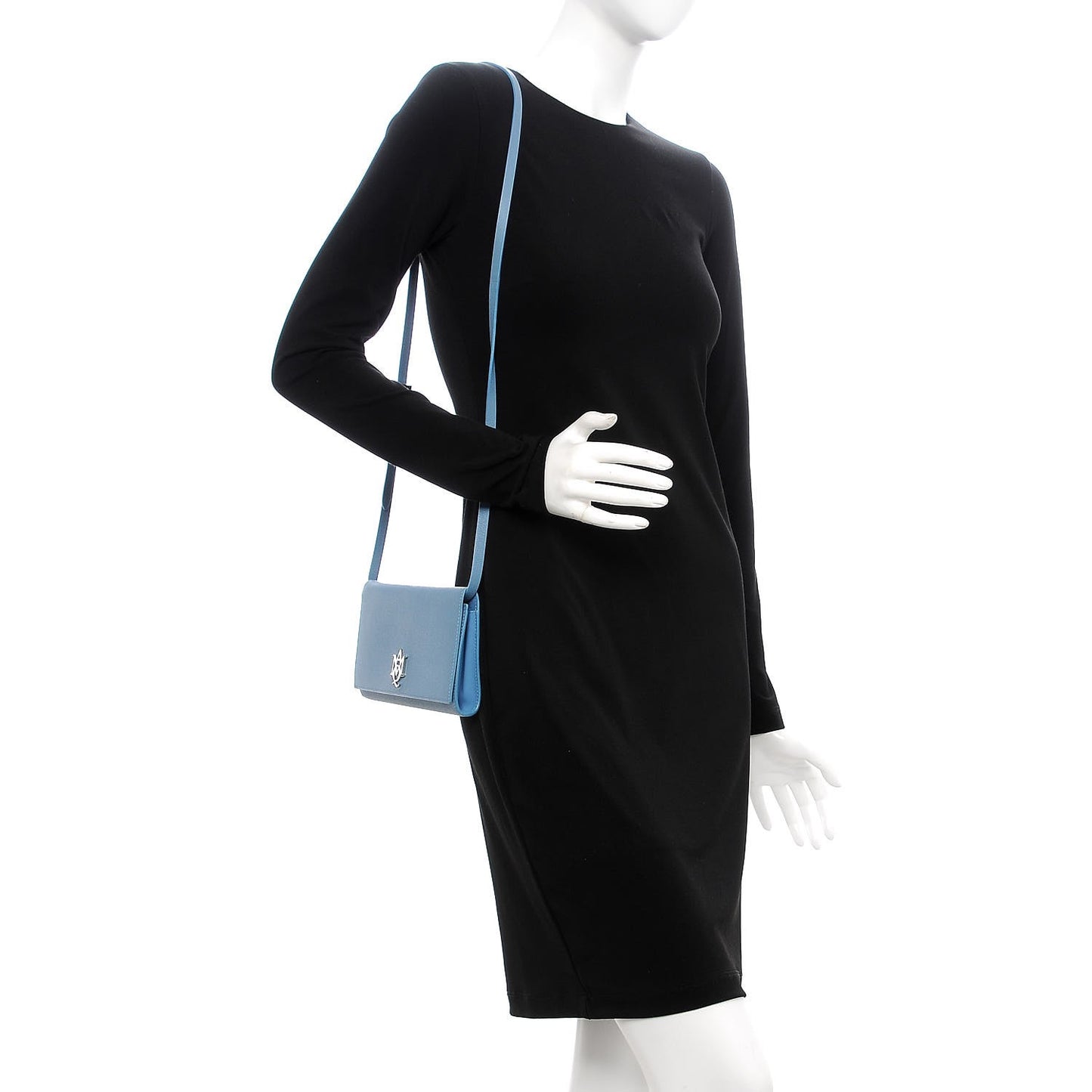 Calfskin Insignia Pouch with Strap Blue
