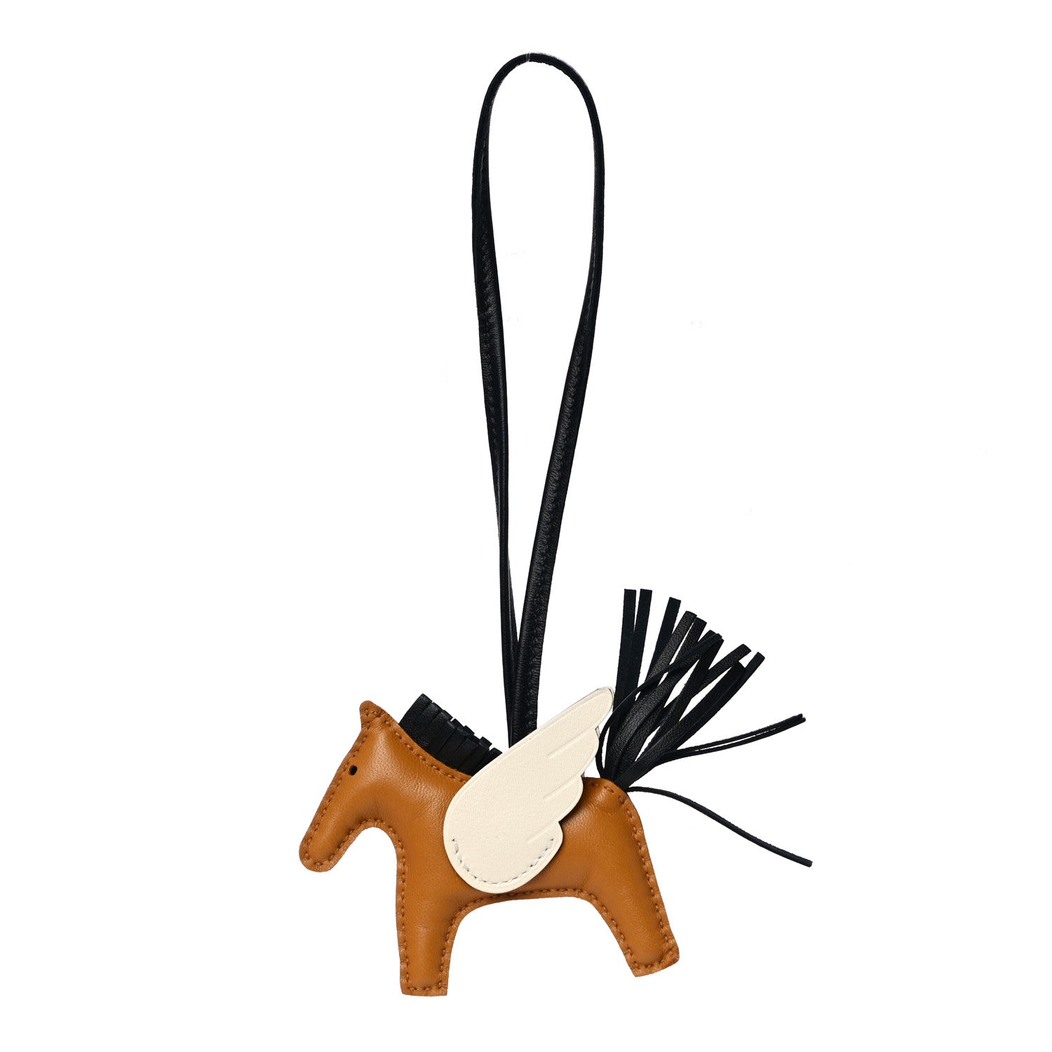 Hermes Milo Lambskin Grigri Rodeo Pegase Horse Bag Charm GM Sesame Black Nata 1 of 5