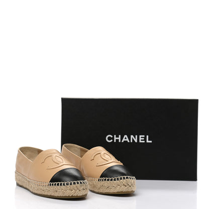 Chanel Lambskin CC Espadrilles 36 Beige Black 9 of 9
