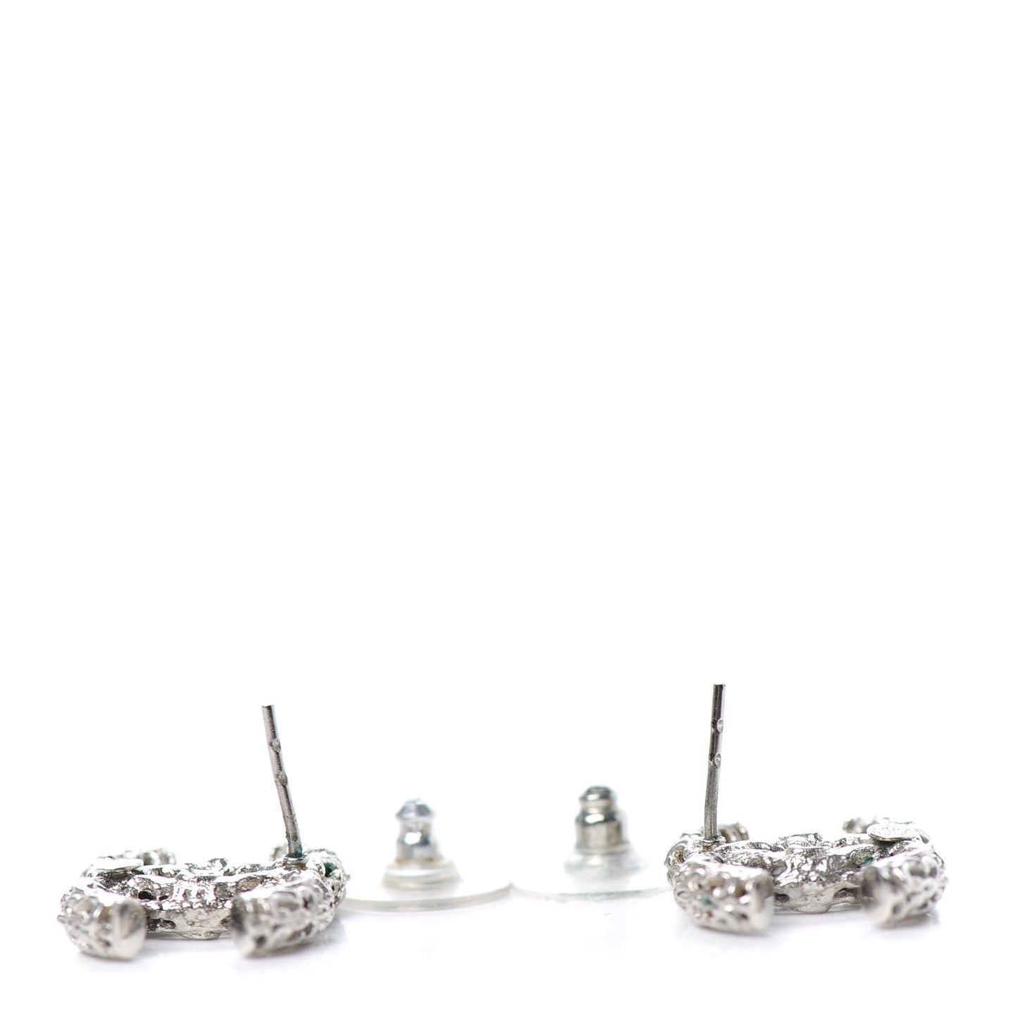 Textured CC Earrings Silver