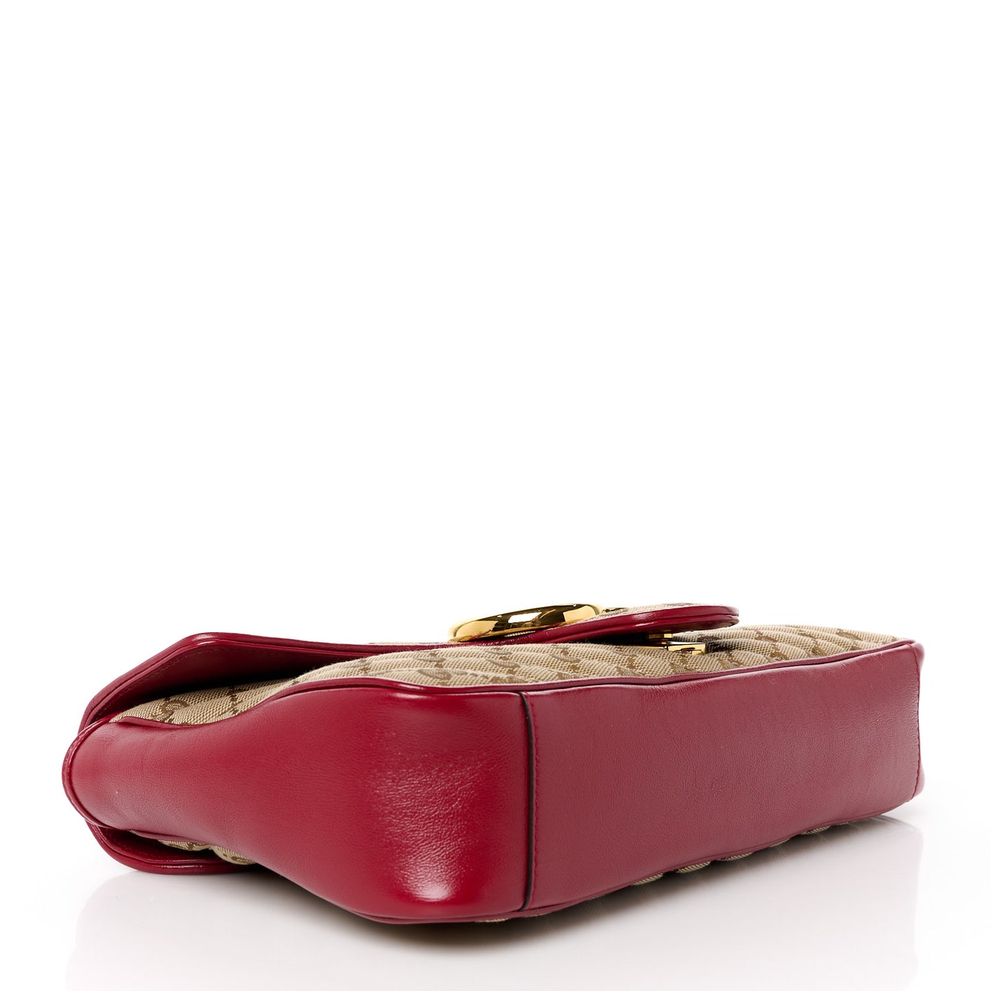Monogram Azalea Calfskin Matelasse Diagonal Medium GG Marmont Shoulder Bag Beige Ebony New Cherry Red