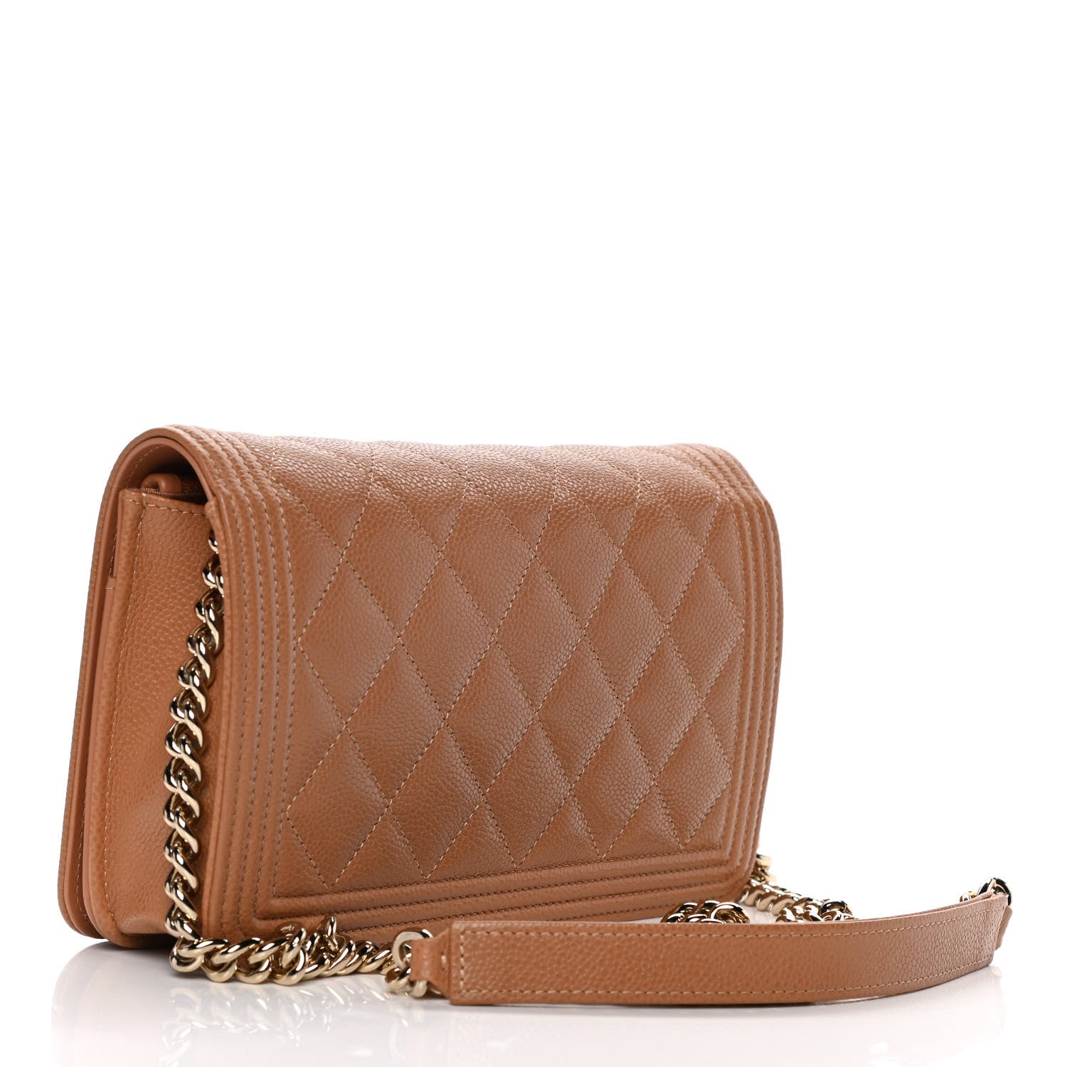 Chanel Caviar Quilted Boy Wallet On Chain WOC Brown 3 of 15