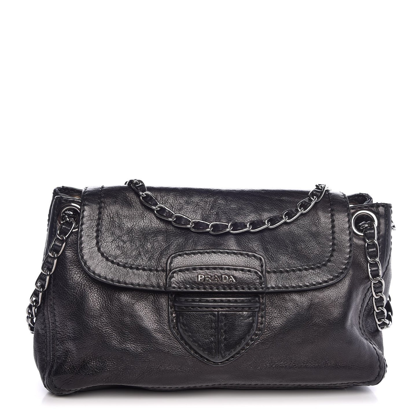 Vitello Shoulder Chain Bag Black