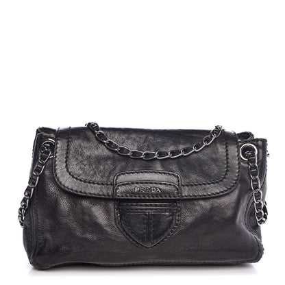 Prada Vitello Shoulder Chain Bag Black 1 of 7