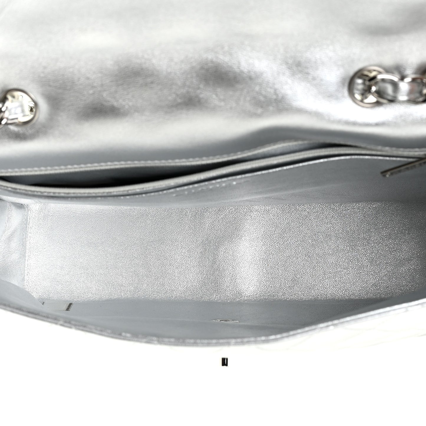 Metallic Lambskin Quilted Jumbo Single Flap Silver