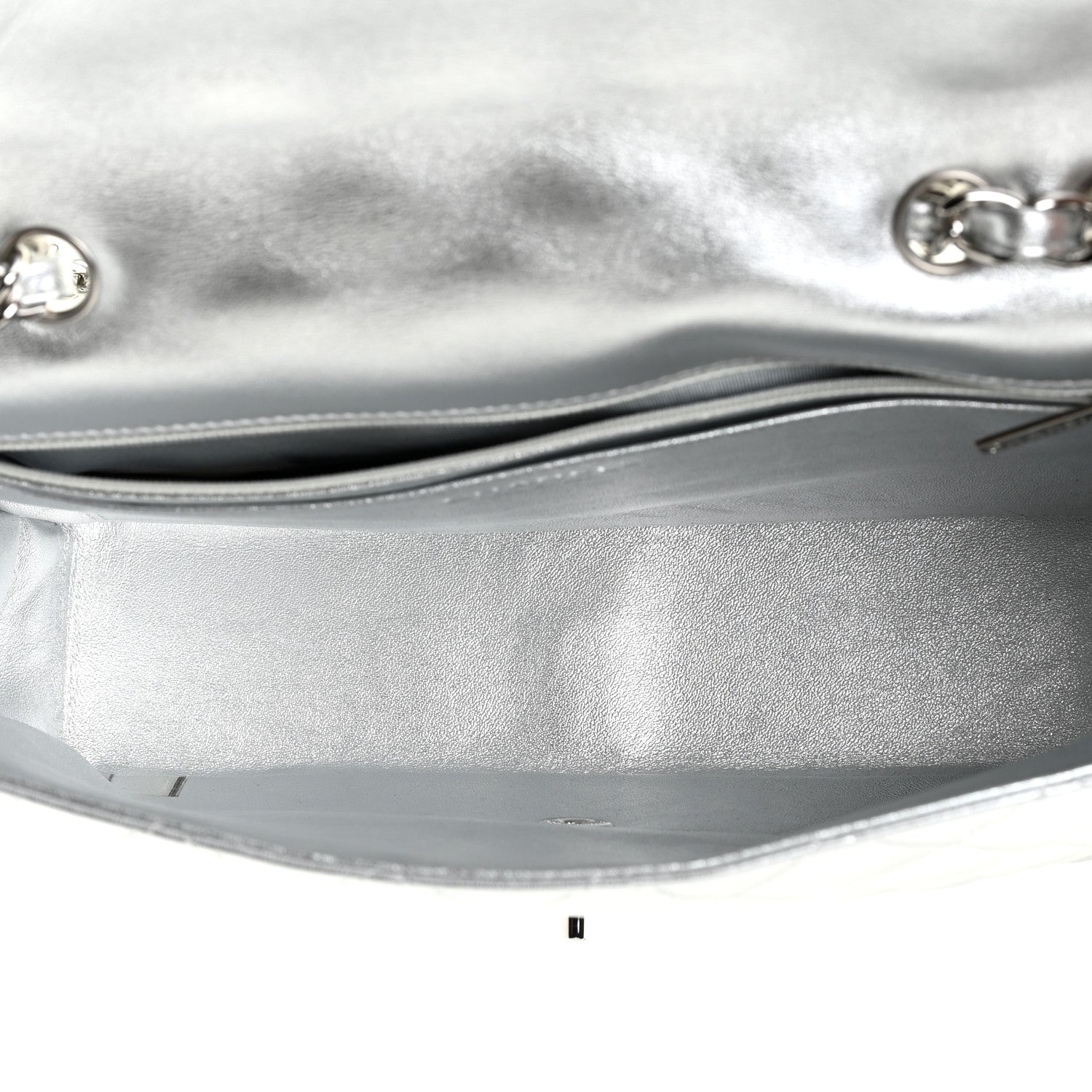 Chanel Metallic Lambskin Quilted Jumbo Single Flap Silver 4 of 11