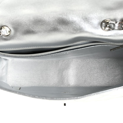 Chanel Metallic Lambskin Quilted Jumbo Single Flap Silver 4 of 11