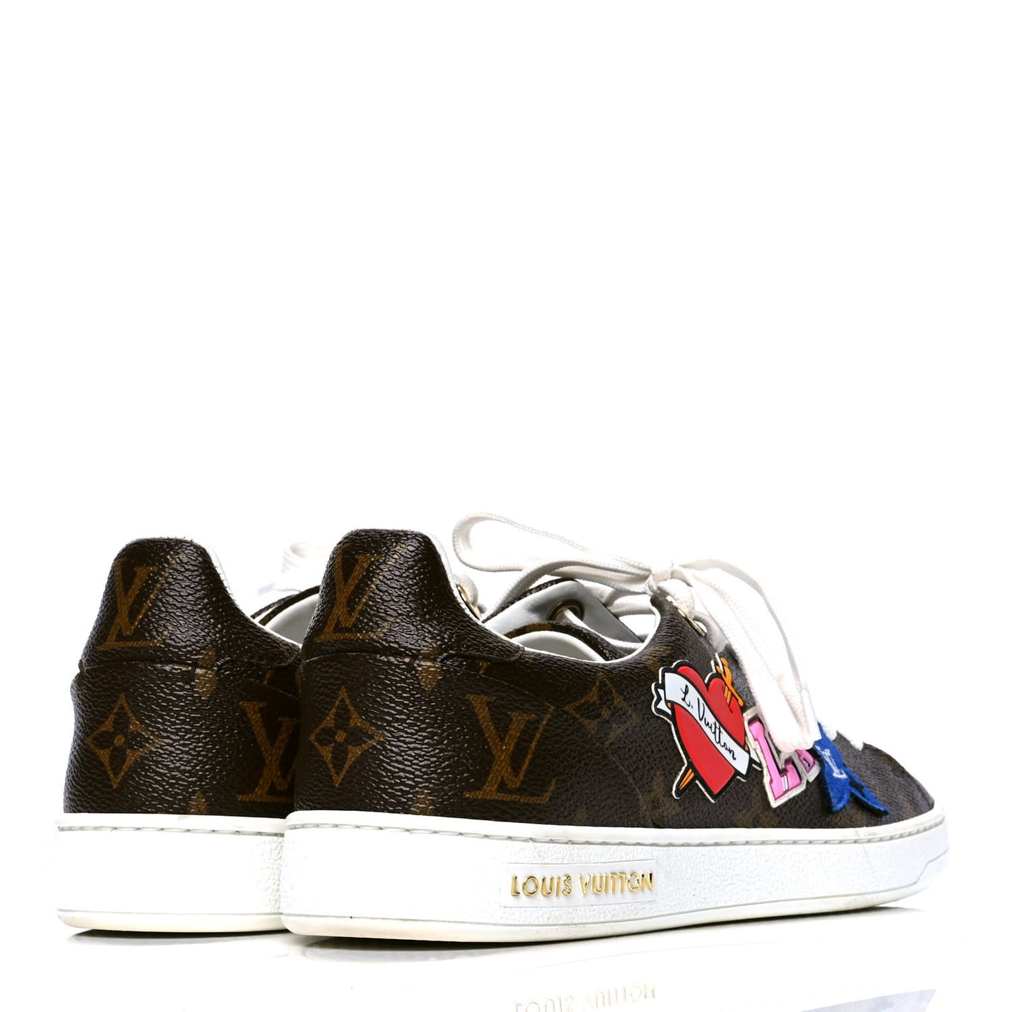 Calfskin Monogram LV Black Heart Sneakers 36 Cacao