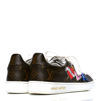 Louis Vuitton Calfskin Monogram LV Black Heart Sneakers 36 Cacao 3 of 4
