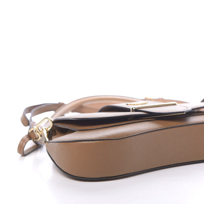Prada City Calfskin Saffiano Sidonie Shoulder Bag Caramel 8 of 9