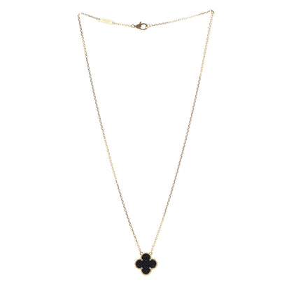 Van Cleef & Arpels 18K Yellow Gold Black Onyx Vintage Alhambra Pendant Necklace 3 of 6