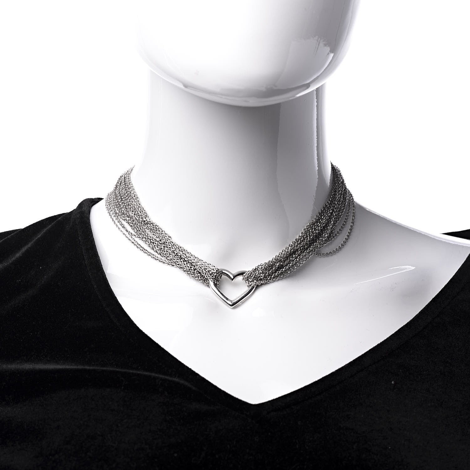 Tiffany Sterling Silver Heart Multi Chain Toggle Necklace 2 of 6