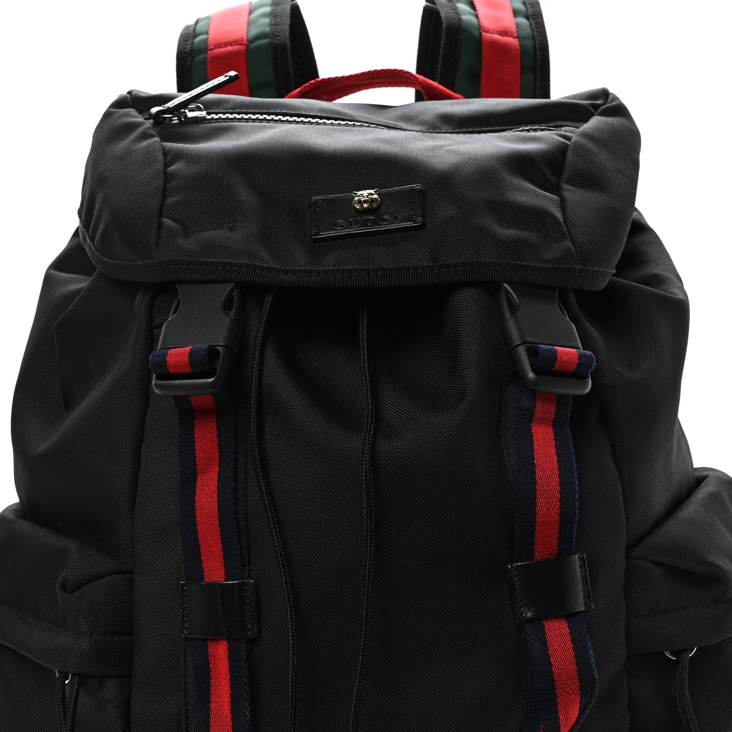 Gucci Techno Canvas Web Double Buckle Backpack Black 7 of 9