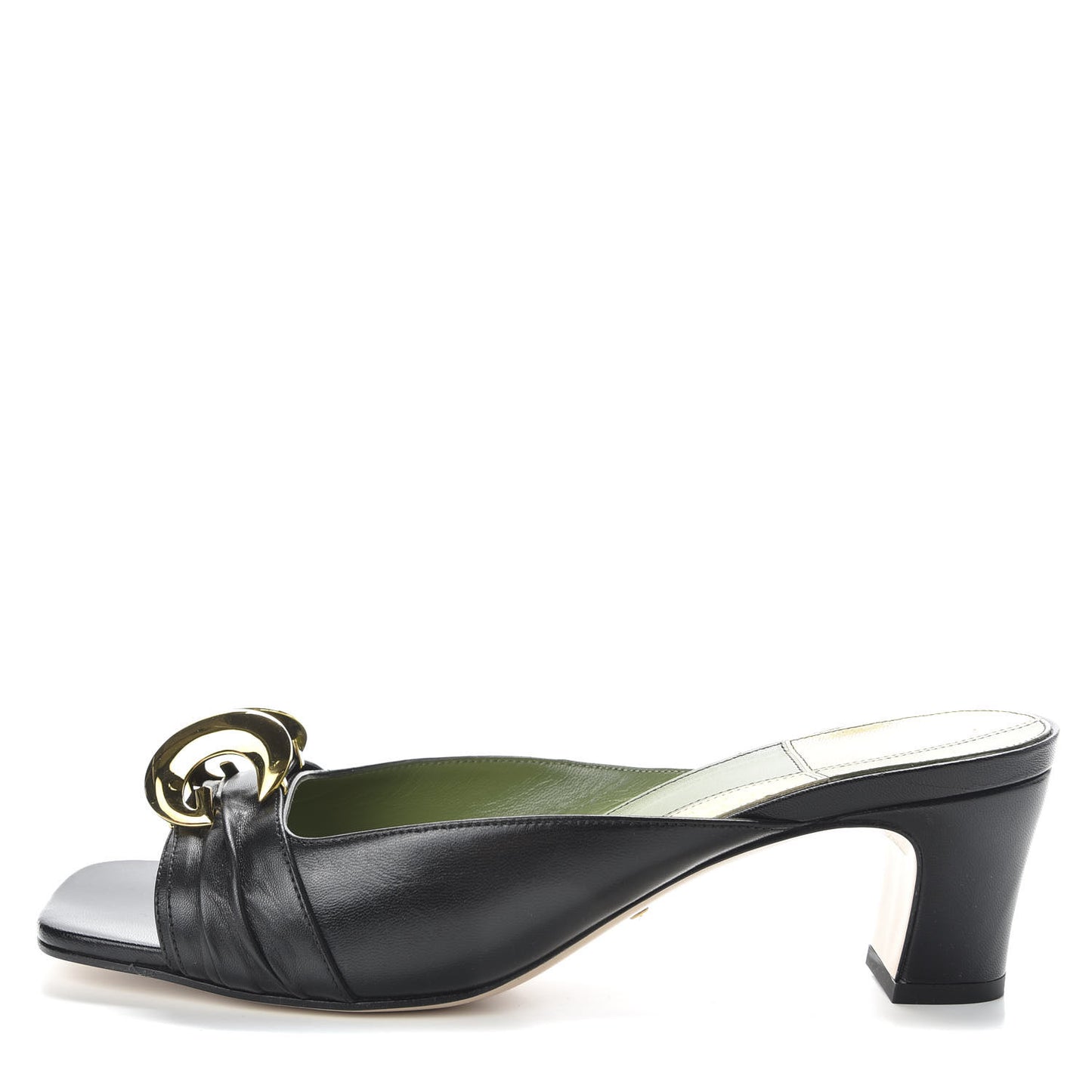 Malaga Kid Half Moon GG Square Toe Slide Sandals 40.5 Black