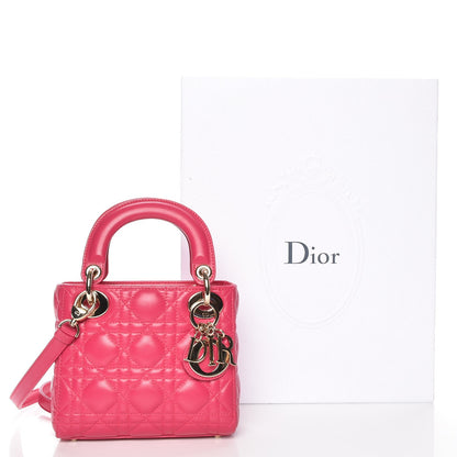 Christian Dior Lambskin Cannage Mini Lady Dior Fuchsia 8 of 8