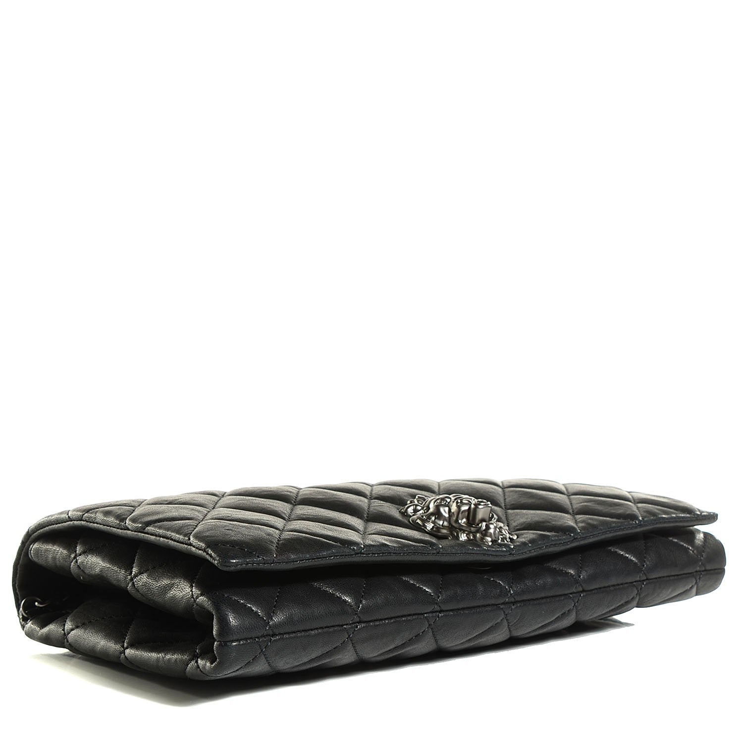 Chanel Lambskin Quilted Medium Leo Lion Flap Clutch Black 4 of 8