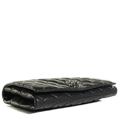 Chanel Lambskin Quilted Medium Leo Lion Flap Clutch Black 4 of 8