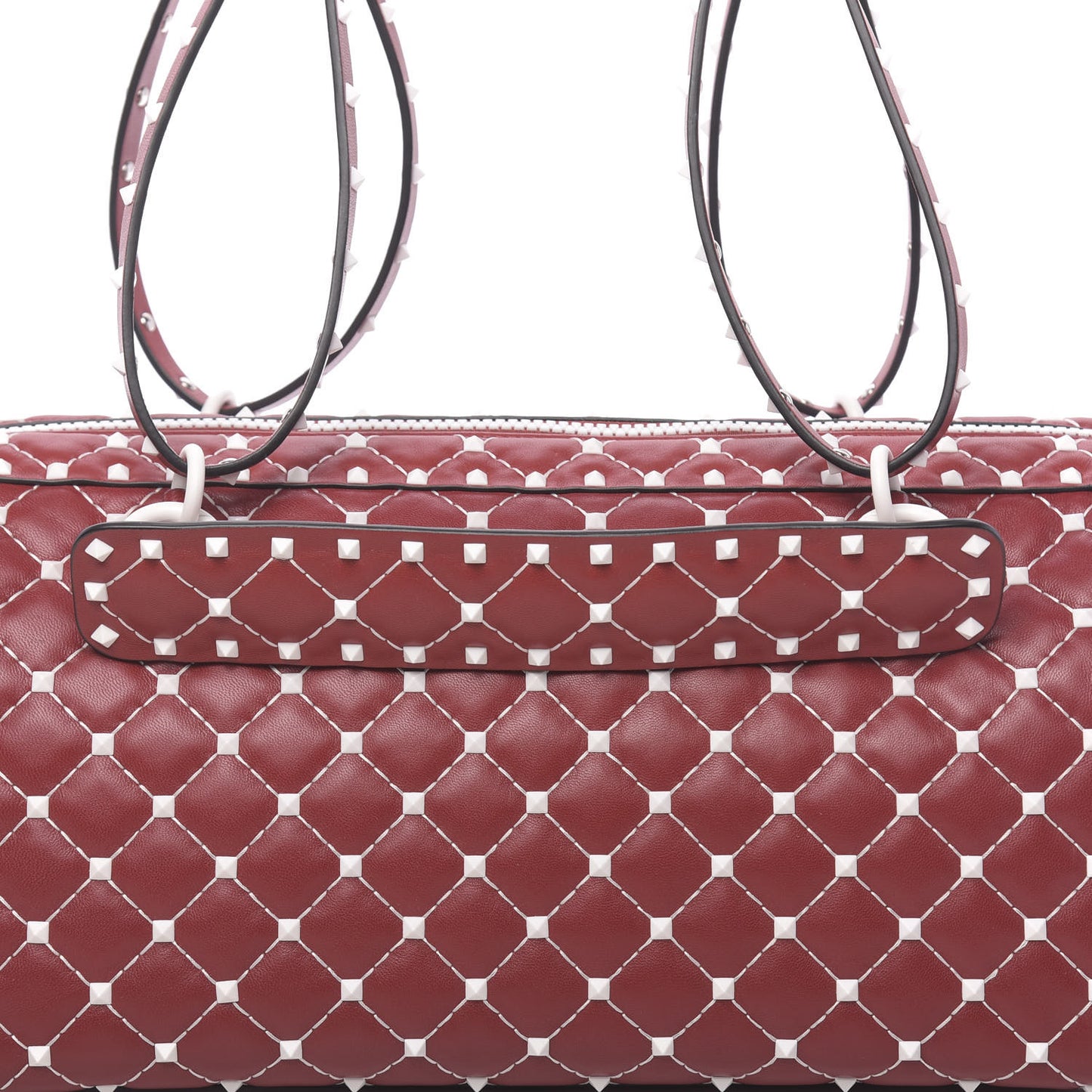 Lambskin Free Rockstud Spike Duffle Bag Rosso Valentino
