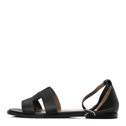 Hermes Calfskin Santorini Sandals 36 Black 1 of 4
