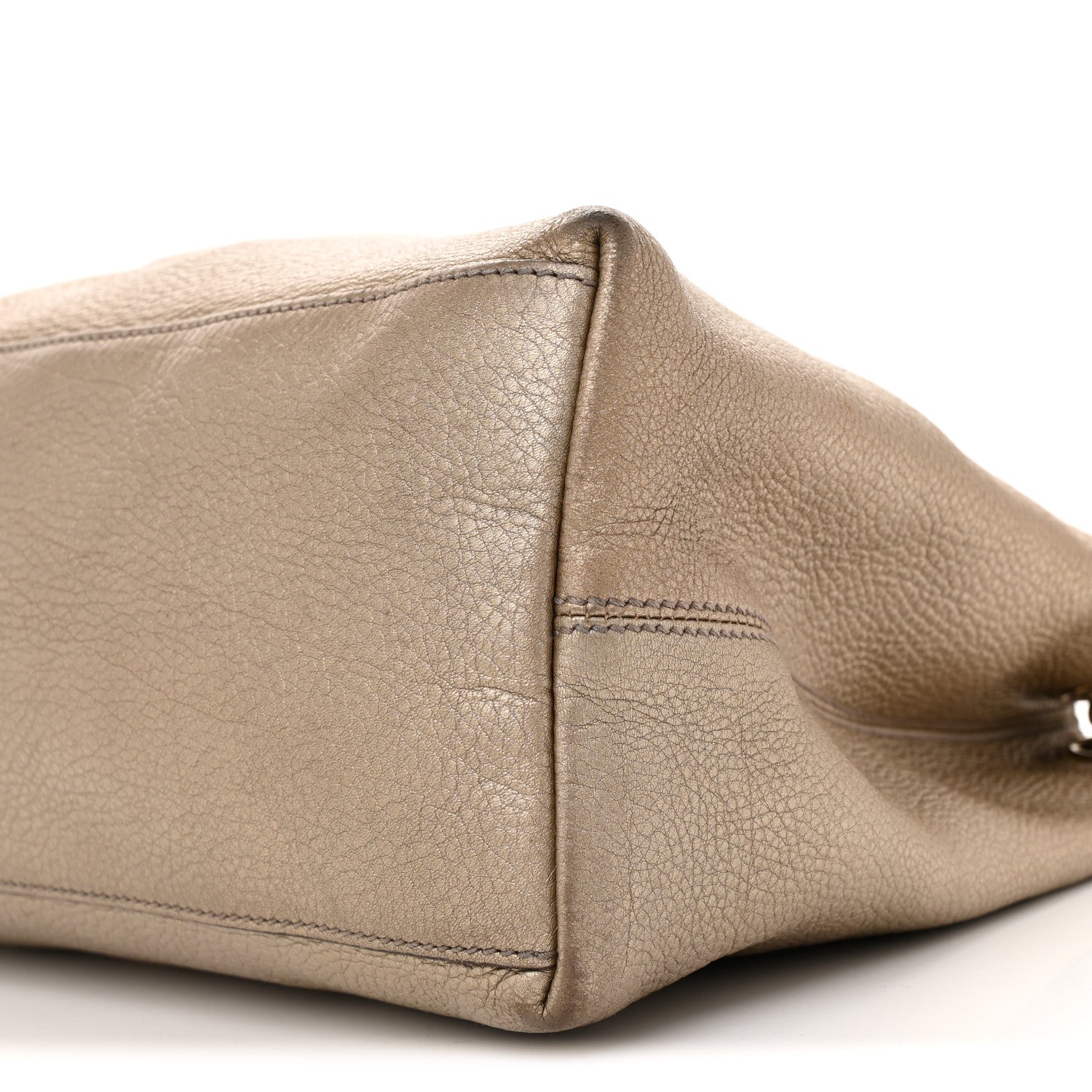Gucci Metallic Pebbled Calfskin Medium Soho Chain Shoulder Bag Golden Beige 10 of 15