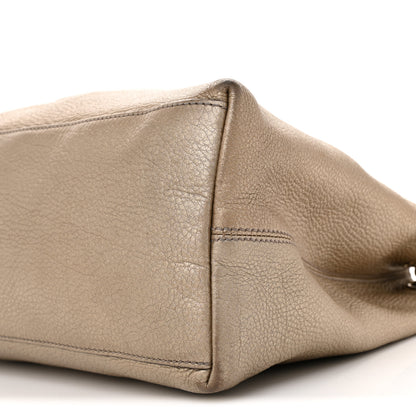 Gucci Metallic Pebbled Calfskin Medium Soho Chain Shoulder Bag Golden Beige 10 of 15