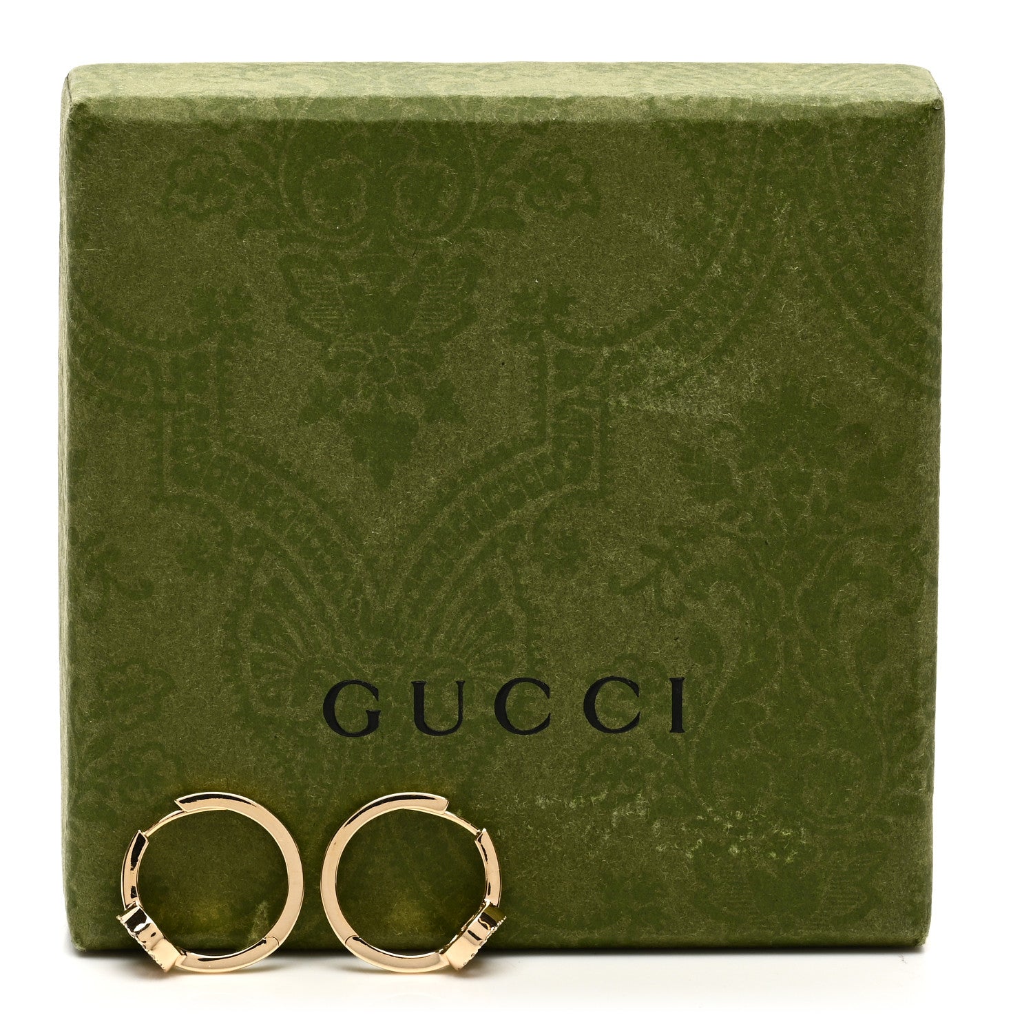 Gucci 18K Yellow Gold Diamond Running G Huggie Earrings 5 of 5