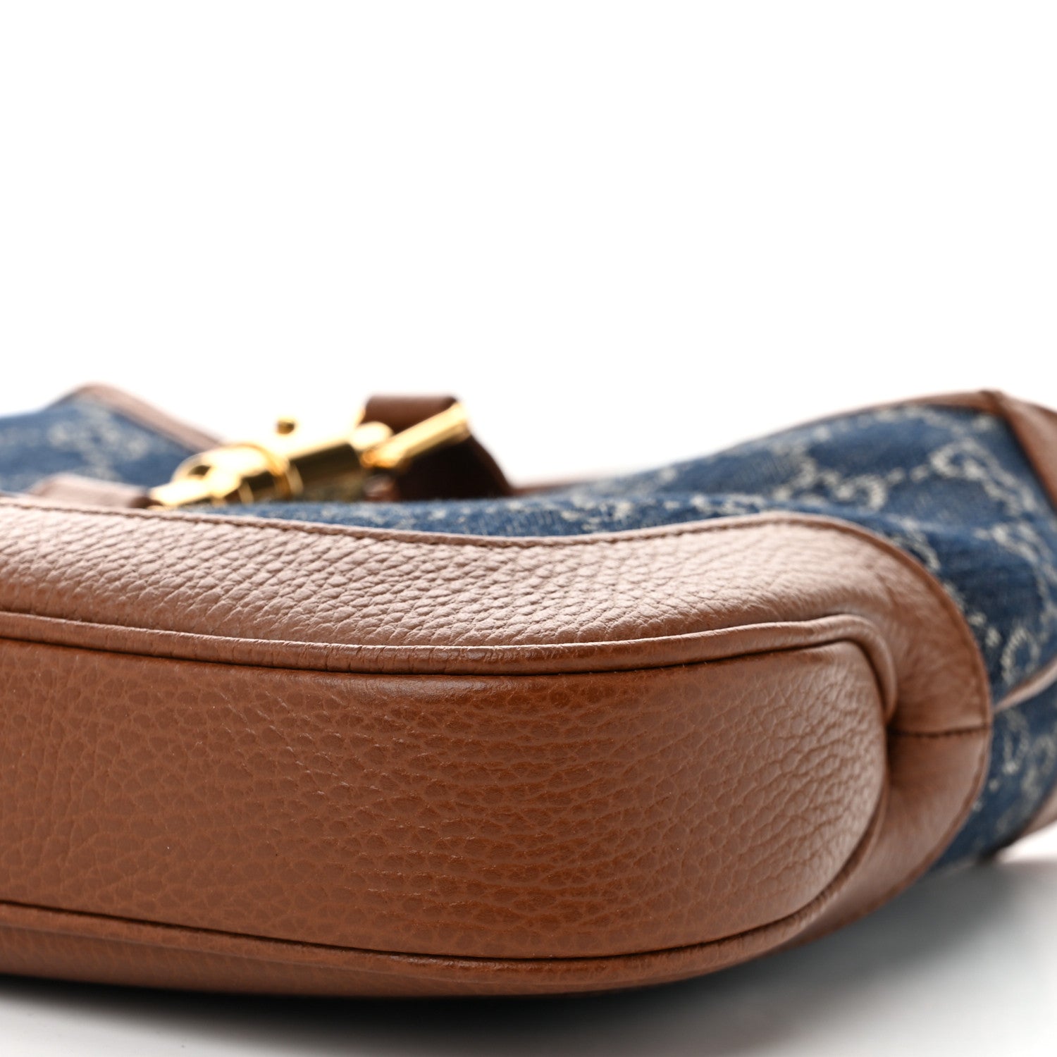 Gucci New Denim GG Monogram Calfskin Small Jackie 1961 Hobo Blue Tea Cuir 10 of 10