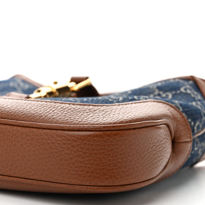 Gucci New Denim GG Monogram Calfskin Small Jackie 1961 Hobo Blue Tea Cuir 10 of 10