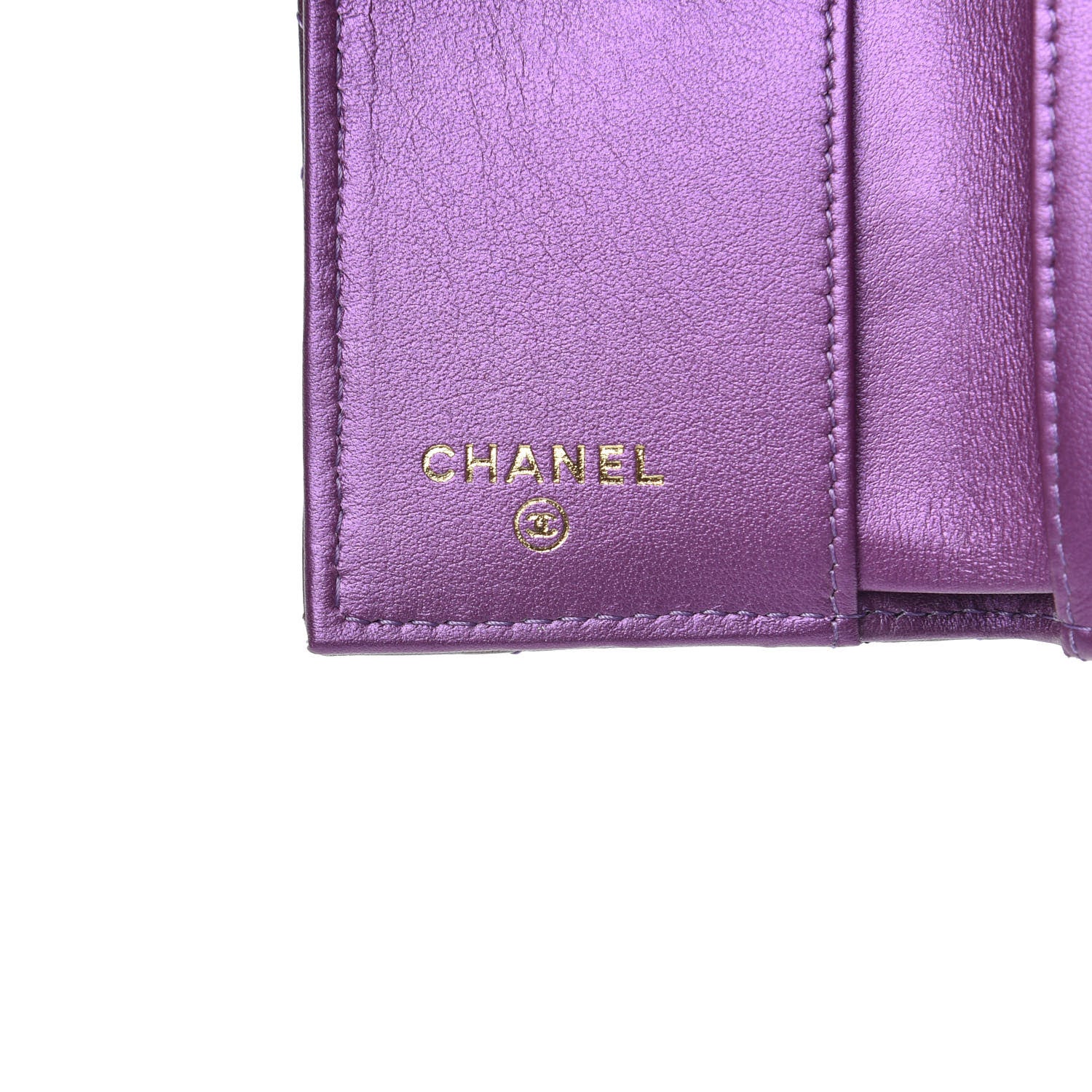 Chanel Iridescent Lambskin Small Quilted Flap Wallet Purple 6 of 11