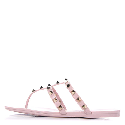Valentino Garavani PVC Jelly Rockstud Caged Flat Thong Sandals 36 Water Rose 1 of 8
