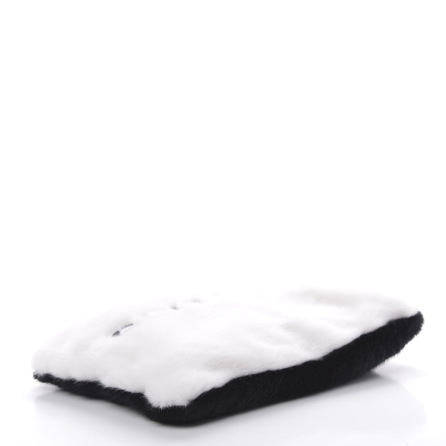 Faux Fur Two Tone Large GV3 Pouch Wristlet Black White