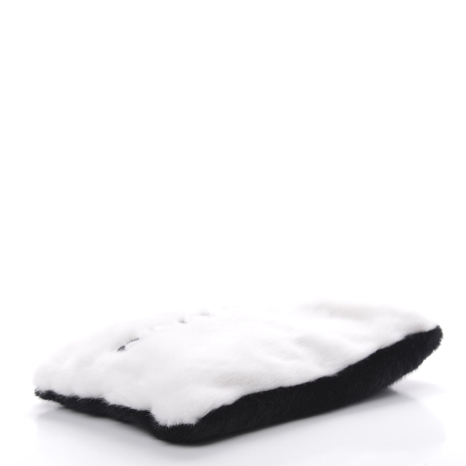 Givenchy Faux Fur Two Tone Large GV3 Pouch Wristlet Black White 4 of 9