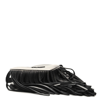 Saint Laurent Calfskin Fringe Small Monogram Love Shoulder Bag Black 4 of 10