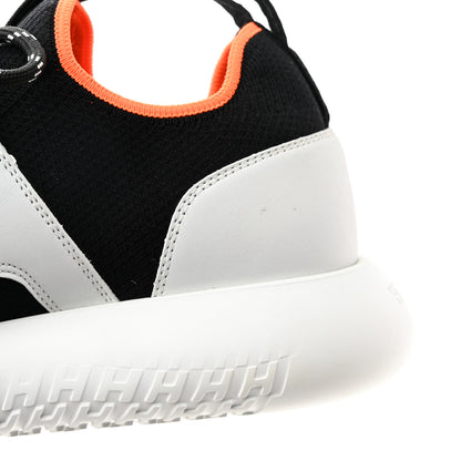 Hermes Technical Canvas Calfskin Womens Duel Sneakers 38 White Black 9 of 13