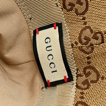 Gucci Monogram Textured Dollar Calfskin GG Jago Bucket Hat M Cacao Beige 7 of 7