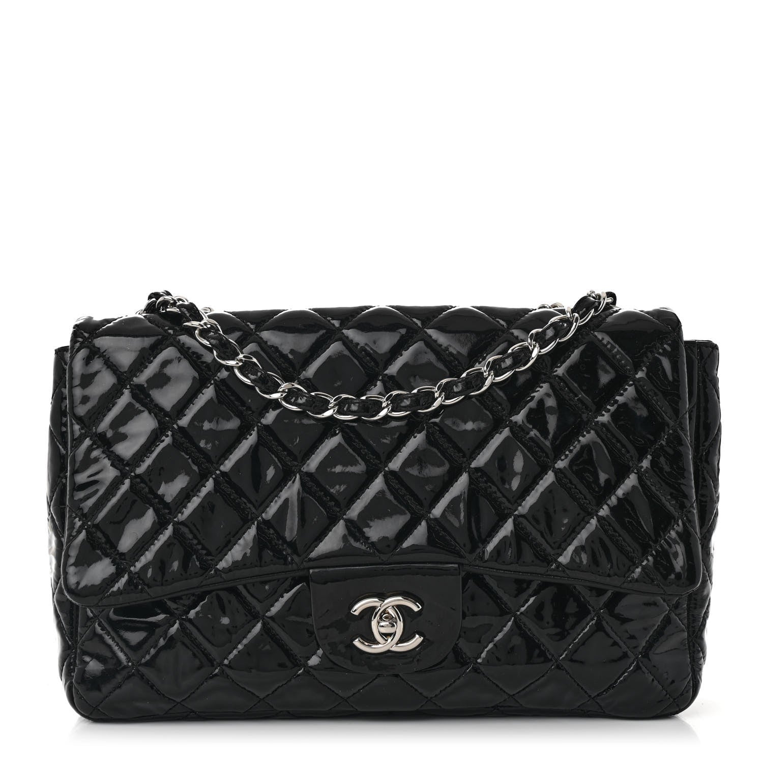 Chanel Patent Quilted Jumbo Single Flap Black 1 of 13