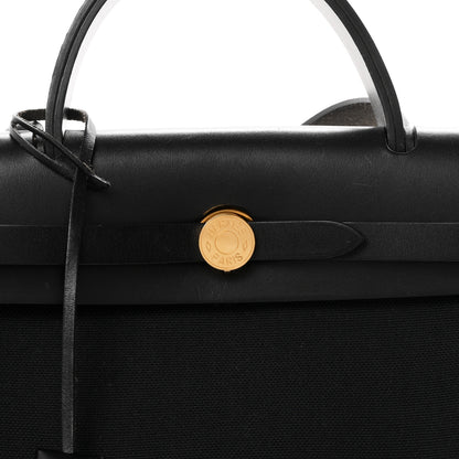 Hermes Military Toile Vache Hunter Herbag Zip Retourne 31 PM Black 9 of 11