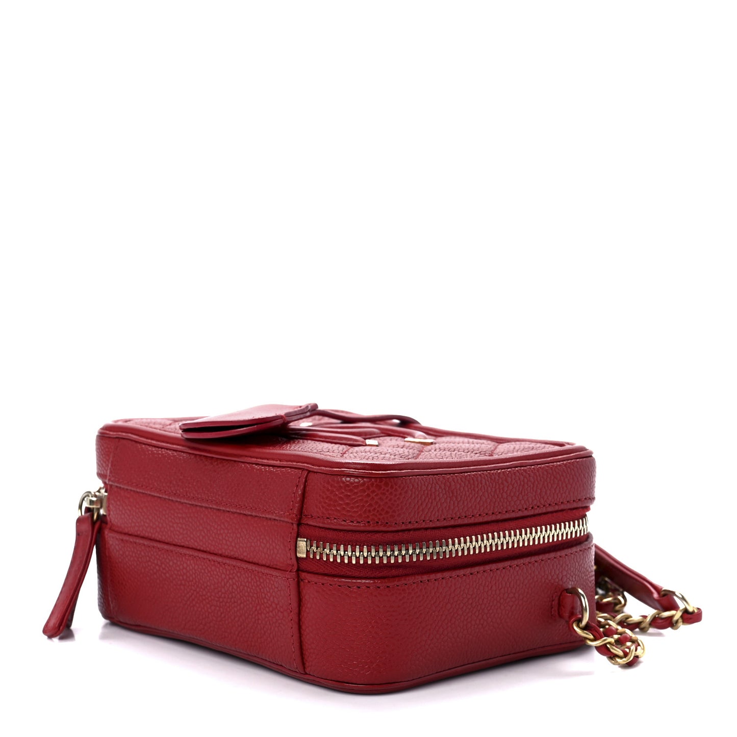 Caviar Quilted Small CC Filigree Vanity Case Red