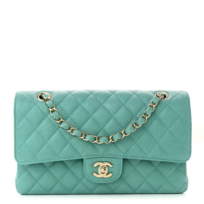 Chanel Iridescent Caviar Quilted Medium Double Flap Green 1 of 10