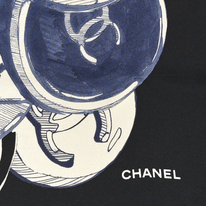 Chanel Silk CC Scarf Black Blue White 2 of 4