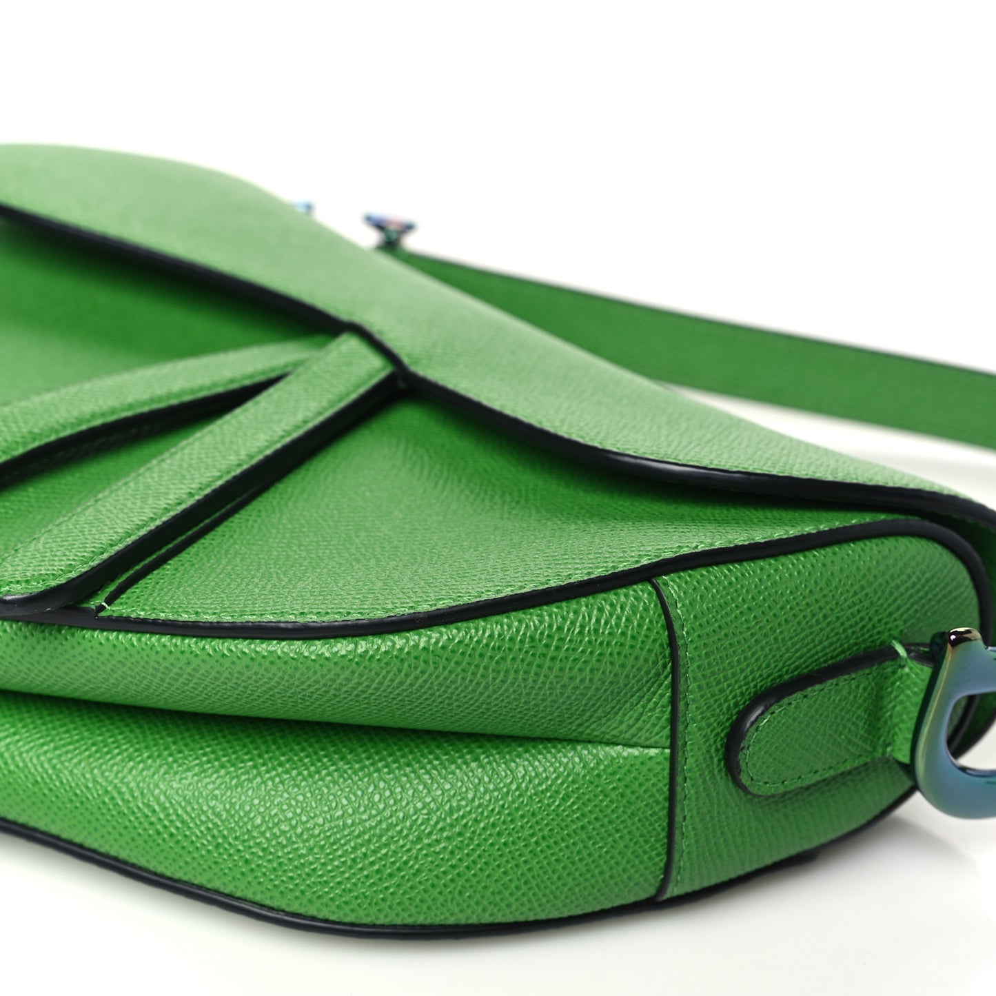 Grained Calfskin Saddle Bag Green