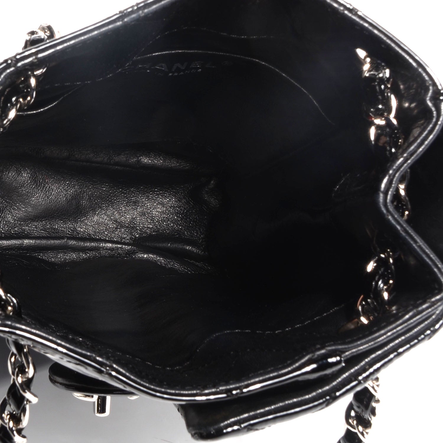 Chanel Patent Upside Down Flap Bag Black 5 of 8