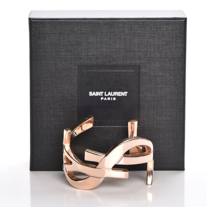 Saint Laurent Brass Monogram Cuff Rose Gold 6 of 6