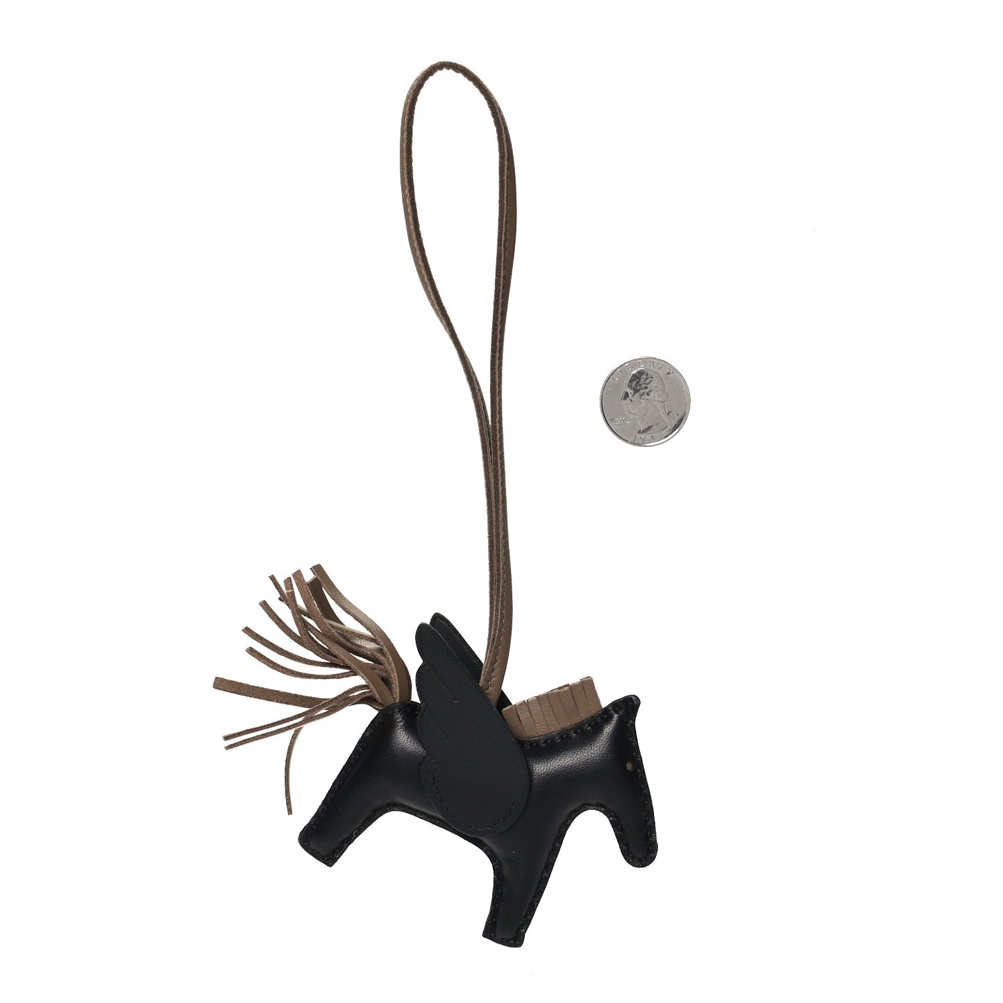 Milo Lambskin Grigri Rodeo Pegase Horse Bag Charm PM Black Etoupe
